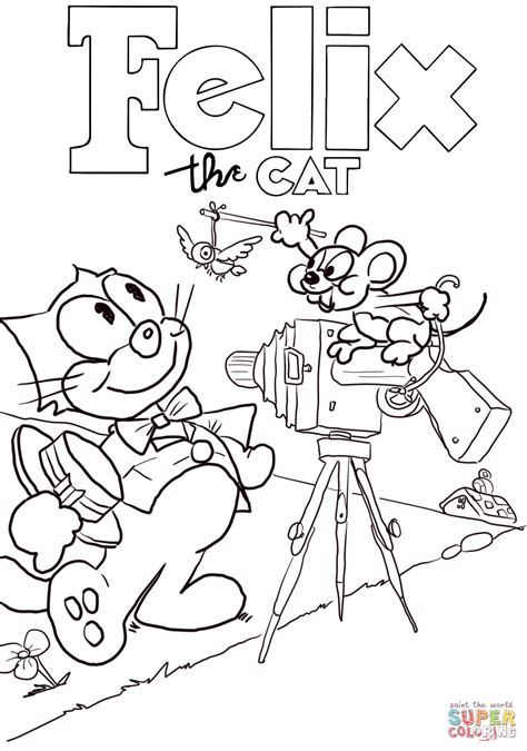 Felix the Cat and Mouse coloring page | Free Printable Coloring Pages