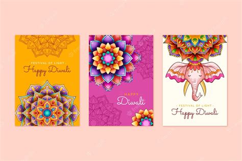 Free Vector | Hand drawn diwali cards collection