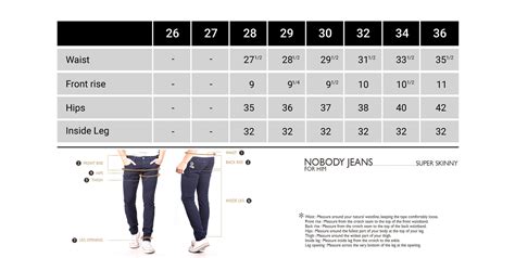 Nobody Jeans Size Charts