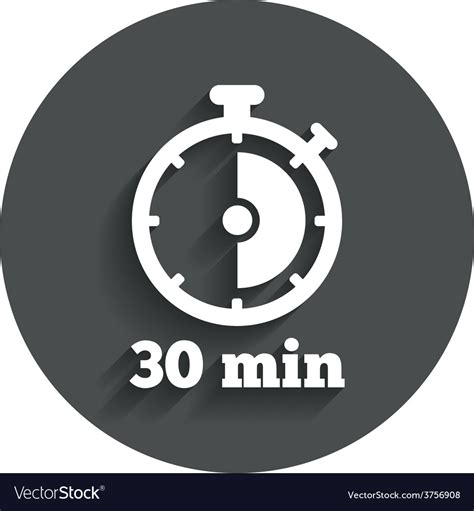 Timer sign icon 30 minutes stopwatch symbol Vector Image