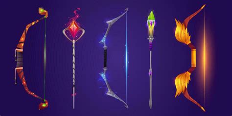 Magic bow and spear weapon icon for fantasy game 24232269 Vector Art at ...