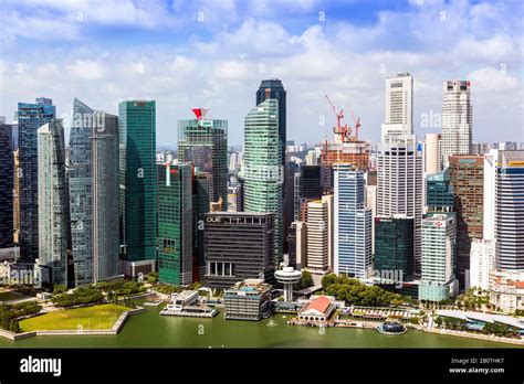 Singapore skyline near to Marina Bay Sands, Singapore, Asia Stock Photo ...