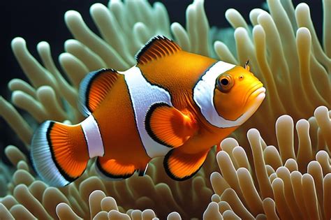 Premium AI Image | A clownfish is swimming in a coral reef.