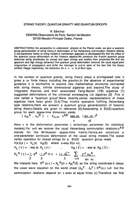 (PDF) String Theory, Quantum Gravity and Quantum Groups, Lecture Notes in Physics 382, 1991