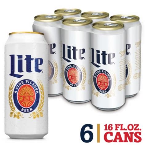 Miller Lite American Pilsner Light Lager Beer, 6 cans / 16 fl oz - QFC