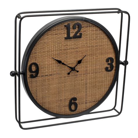 Wall Clock 19.5"SQ Iron/Wood 92730 | Melrose Showrooms