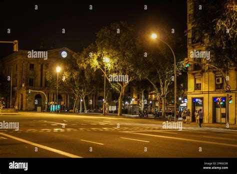 Spain Barcelona skyline (night view Stock Photo - Alamy