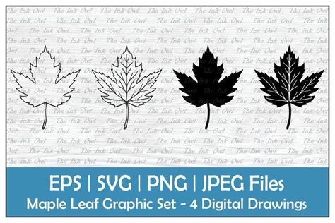 Maple Leaf Outline & Silhouette Clipart Set