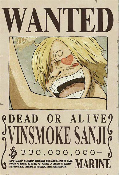 Vinsmoke Sanji new wanted poster | Wanted one piece, Cartaz, Pixações