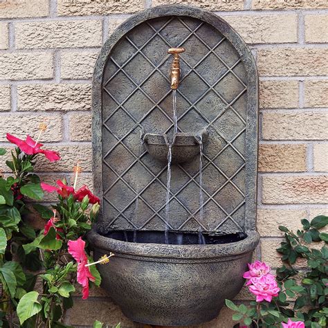 Sunnydaze Messina Outdoor Wall Water Fountain - Waterfall Wall Mounted ...