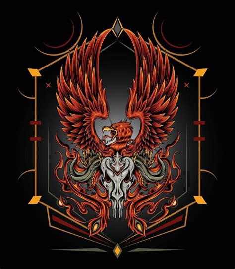 Hand drawn mythical phoenix with high resolution 2399789 Vector Art at ...