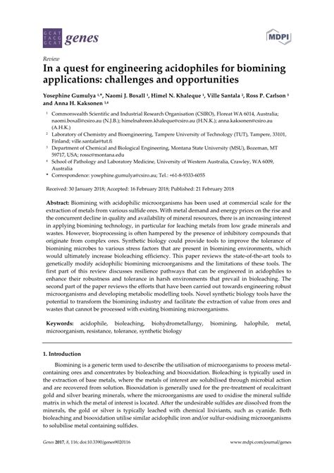 (PDF) In a Quest for Engineering Acidophiles for Biomining Applications ...