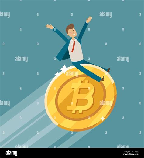 Bitcoin crypto currency growth chart. Business, upward trend concept. Cartoon vector ...