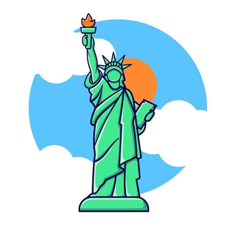 Premium Vector | Liberty statue at america monument landmark travel ...