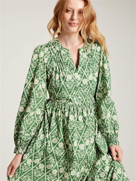 Joules Dresses | Heather - Green Floral Pleated Dress - Women - Kendra ...