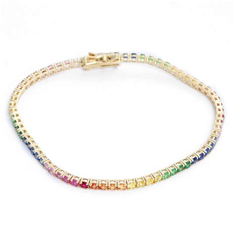 14K Yellow Gold Rainbow Sapphire Bracelet