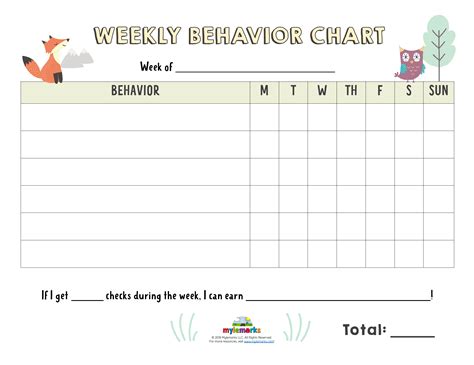 Weekly Behavior Chart