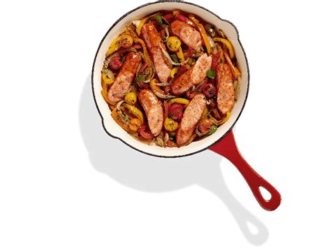 Cajun Style Andouille Sausage Skillet with Mixed Peppers, Onions & Blistered Tomatoes | Aidells