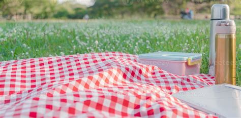 Red checkered tablecloth texture with accessories 3044436 Stock Photo at Vecteezy