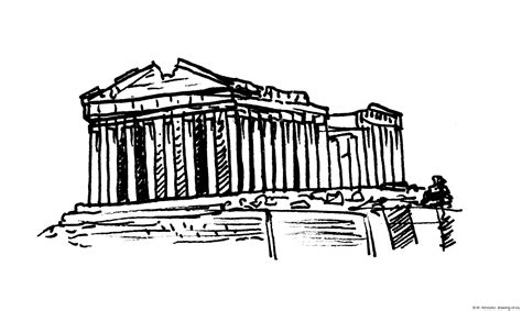 Drawing of Acropolis – Line art illustrations