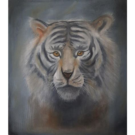 Tiger Face Portrait Oil Painting on Canvas Original | Chairish