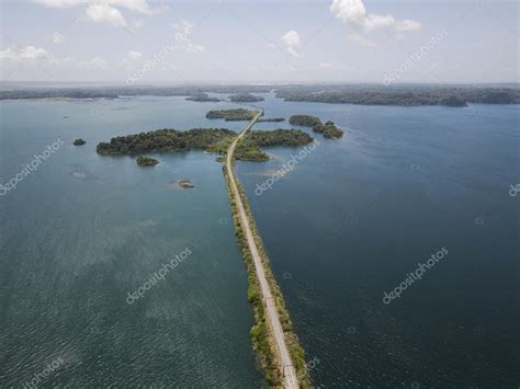 Aerial view of Panama Canal on the Atlantic side — Stock Photo ...