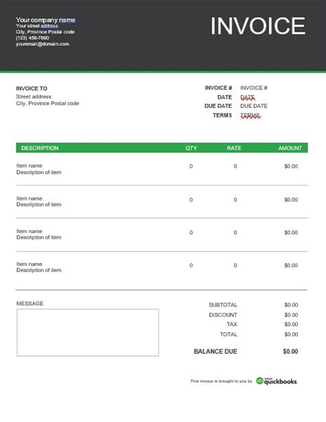 Free Invoice templates - QuickBooks Global