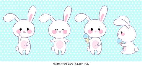 Cute Bunny Set Anime Style Vector Stock Vector (Royalty Free ...