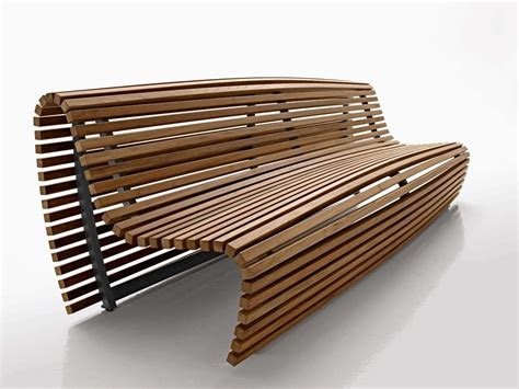 Unique Curved Garden Bench Design with Amazing Curved Shape on the Bench that have Wooden ...