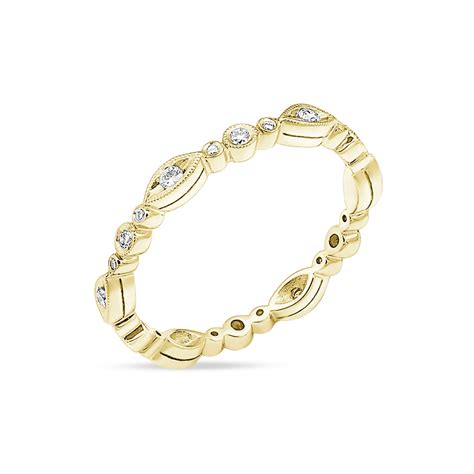 14K Yellow Gold Diamond Milgrain Patterned Eternity Band | Borsheims