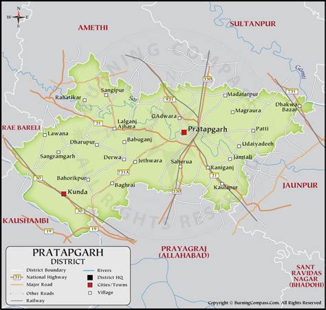 Pratapgarh District Map, District Map of Pratapgarh, Uttar Pradesh, India