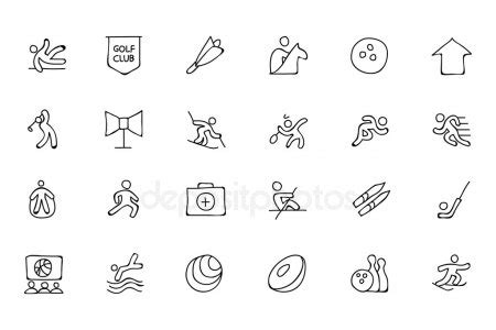 Sports Hand Drawn Doodle Icons 7 - Stock Image - Everypixel