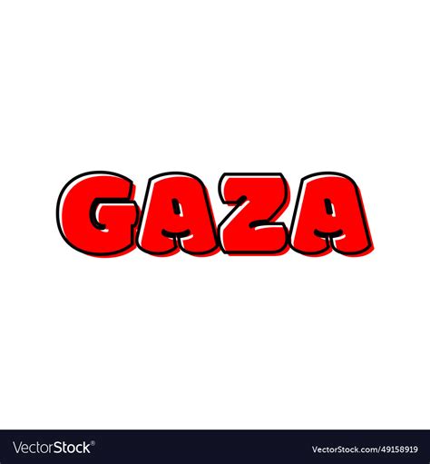 Gaza typography with red color on white background