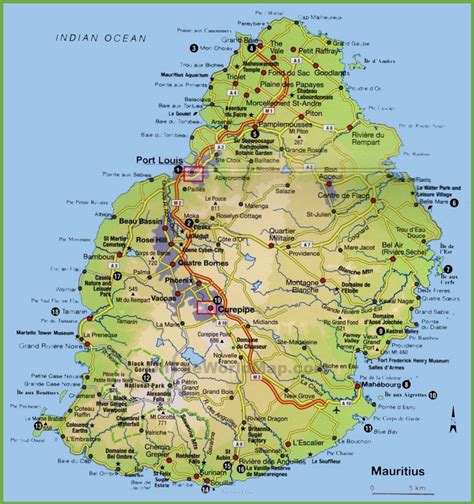 Mauritius tourist map