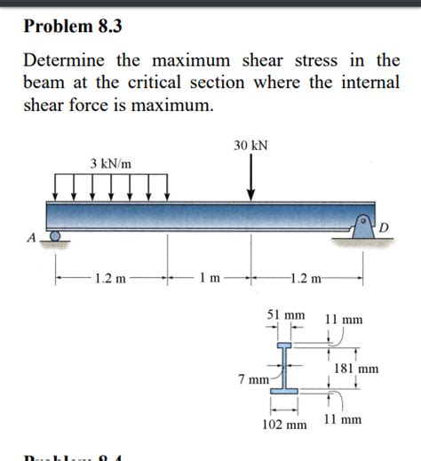 Solved Determine the maximum shear stress in the beam at the | Chegg.com