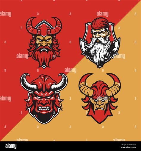 Vector Logos Depicting Kings, Warriors, and Demonic Creatures Stock Vector Image & Art - Alamy