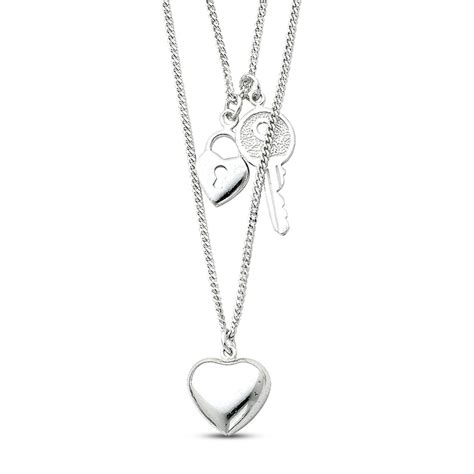 Heart & Key Necklace Sterling Silver | Jared