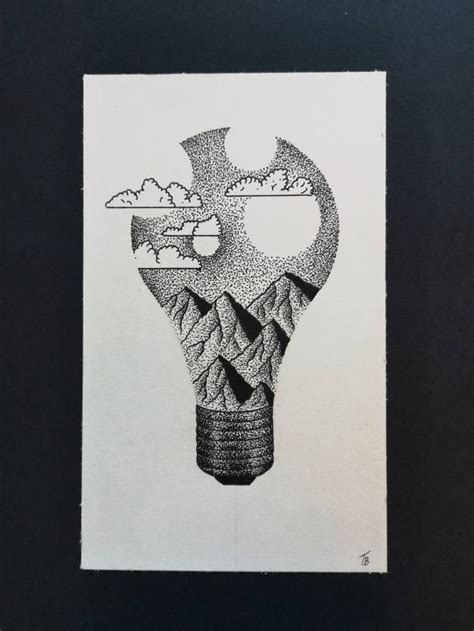 Lightbulb Drawing by Tomasz Berner | Saatchi Art | Arte punteado ...