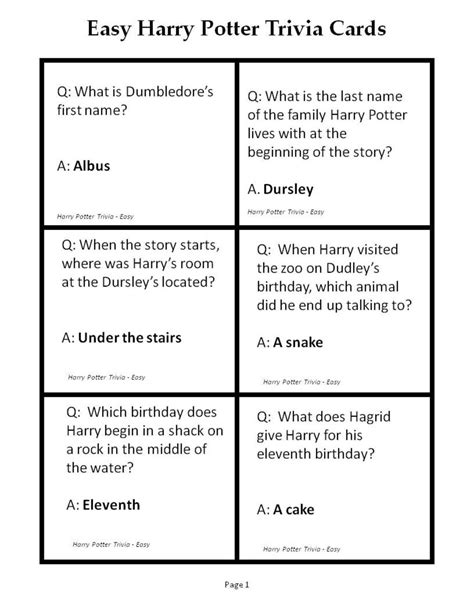 180 Printable Trivia Questions for "Harry Potter and the Sorcerer’s ...