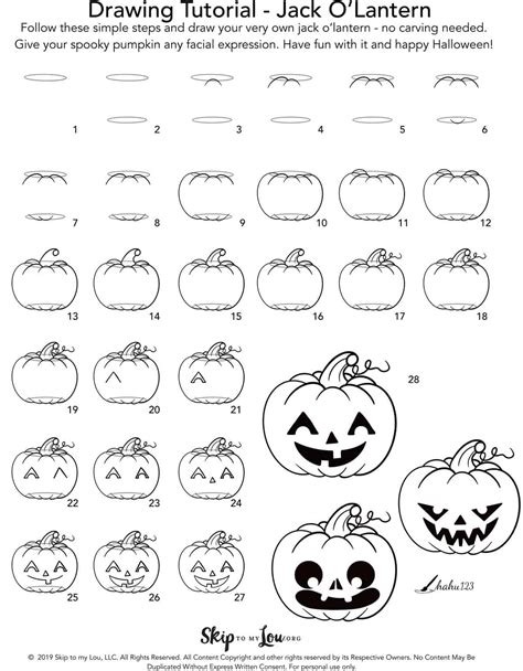 Easy Jack O Lantern Drawing Tutorial | Skip To My Lou