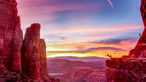 Sunset Cathedral Rock Sedona Arizona Desktop Hd Wallpaper For Mobile Phones Tablet And Pc ...