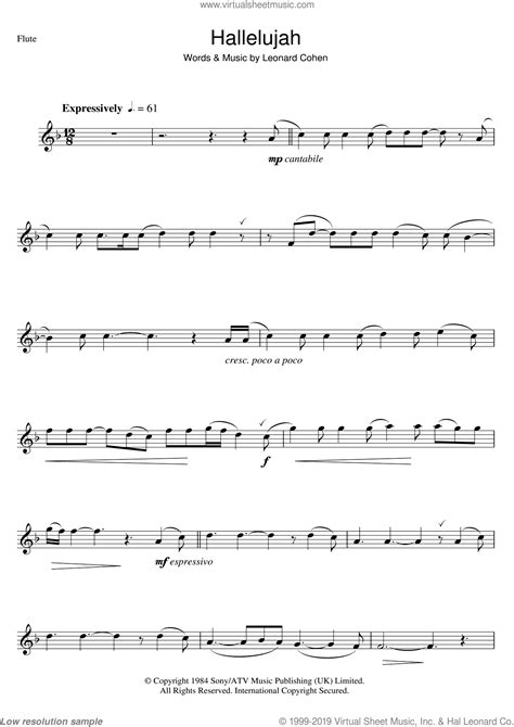 Burke - Hallelujah sheet music for flute solo [PDF-interactive]