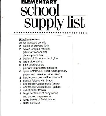 School Supply List: School Supply List Grade 9