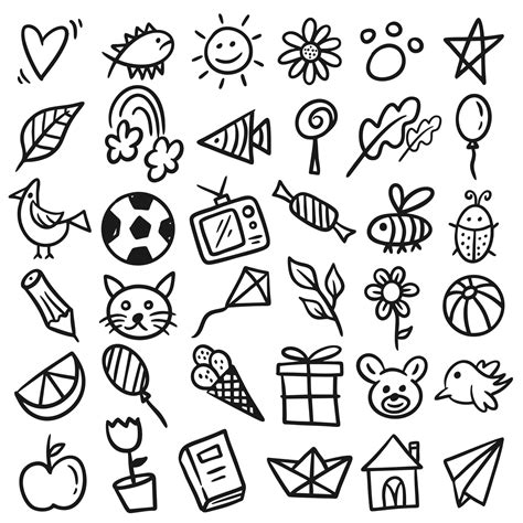 hand drawn kids doodle set 6051013 Vector Art at Vecteezy