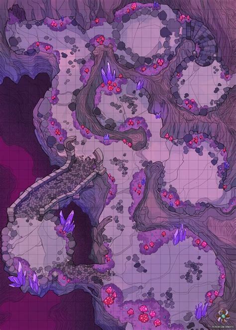 Mushroom Cave Battle Map 25x35 : dndmaps | Tabletop rpg maps, Dungeon maps, Dnd world map