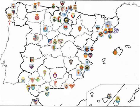 Map of all the teams that have taken part in the Spanish Primera ...