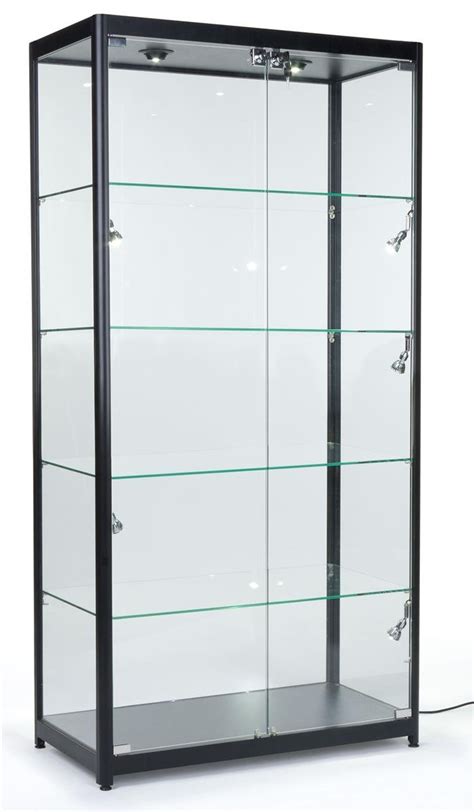 Glass Curio Cabinet With 8 Halogen Lights | Glass cabinets display, Glass display shelves, Glass ...