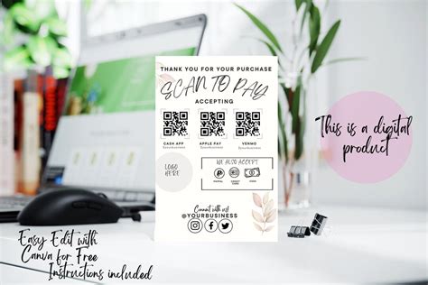 Scan to Pay Editable Template, Small Business Sign, Printable With Instant Download - Etsy