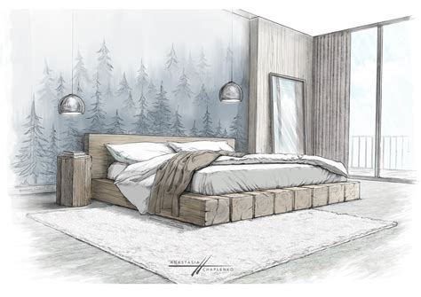 THE BEDROOM SKETCH / 2D DIGITAL VISUALIZATION :: Behance