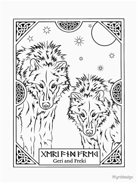 "Geri And Freki Odin's Two Wolves" T-shirt for Sale by Wyrddesign | Redbubble | asatru t-shirts ...